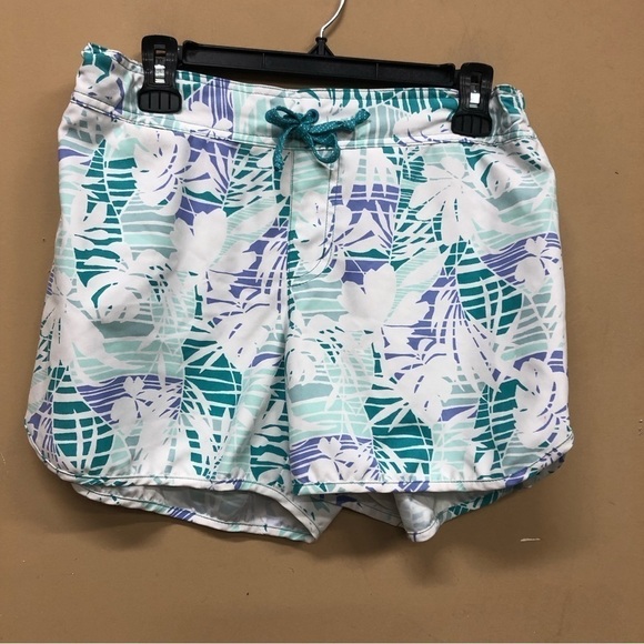 Columbia Women’s shorts Size med Green White Tropical Print - Picture 1 of 7